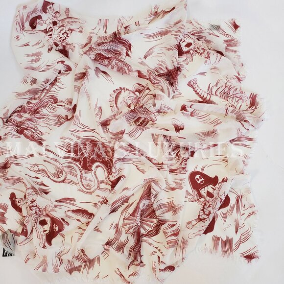 GUCCI SCARF 463508 DISNEY SEA STORM PRINT RED WHITE MODAL SILK SQUARE 55" - Picture 9 of 16